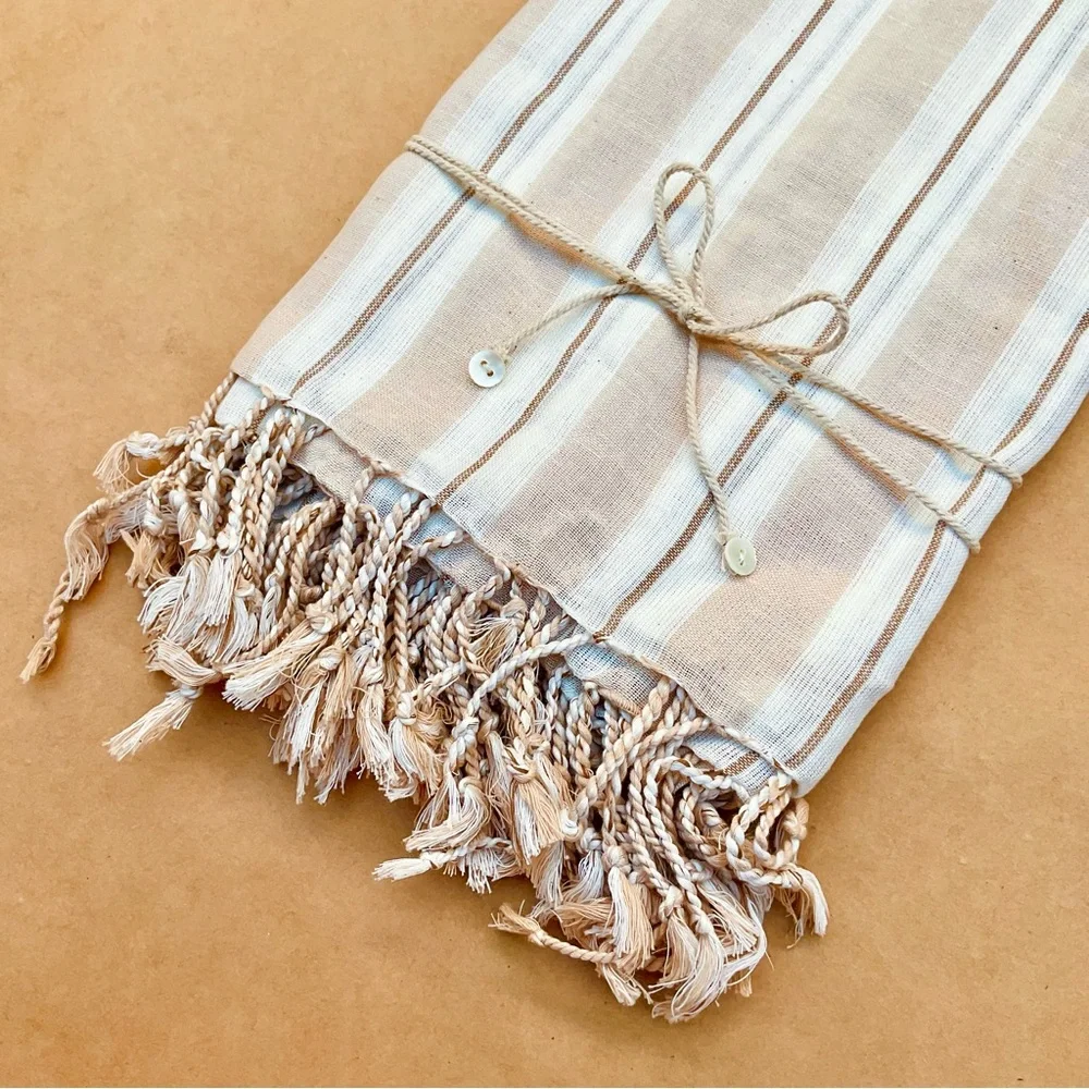 Anthro ❉ Chan Luu Stripe Cotton Dish Towels in Rose Set of 4 - Picture 6 of 10